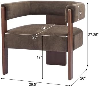 Dark‑Brown Velvet Accent Lounge Chair