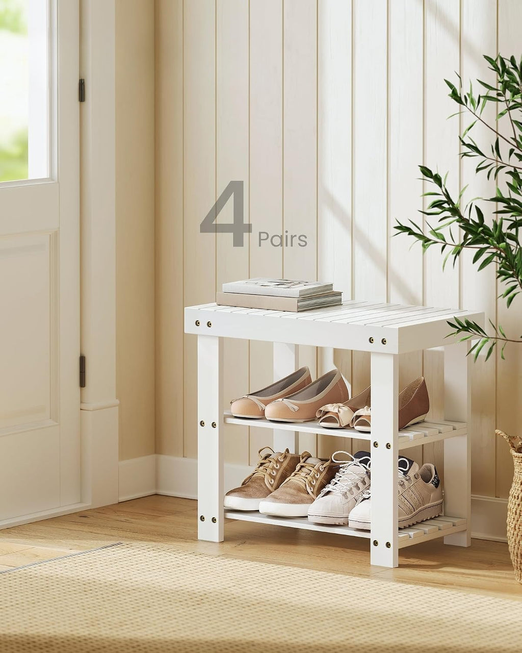 Bamboo 3‑Tier Entryway Shoe Bench
