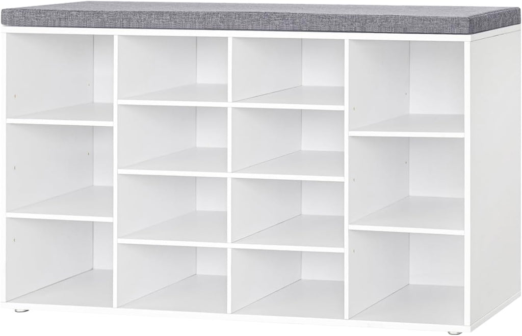 Cushioned Cubby Entryway Shoe Storage Bench