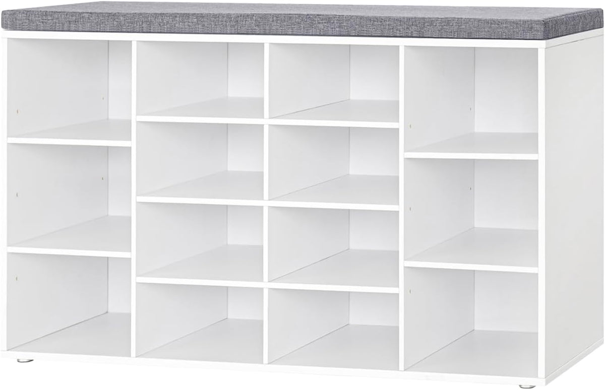 Cushioned Cubby Entryway Shoe Storage Bench