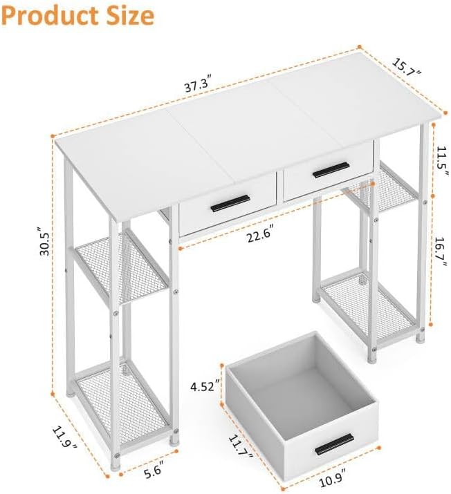 White Drawered Home‑Office Writing Desk