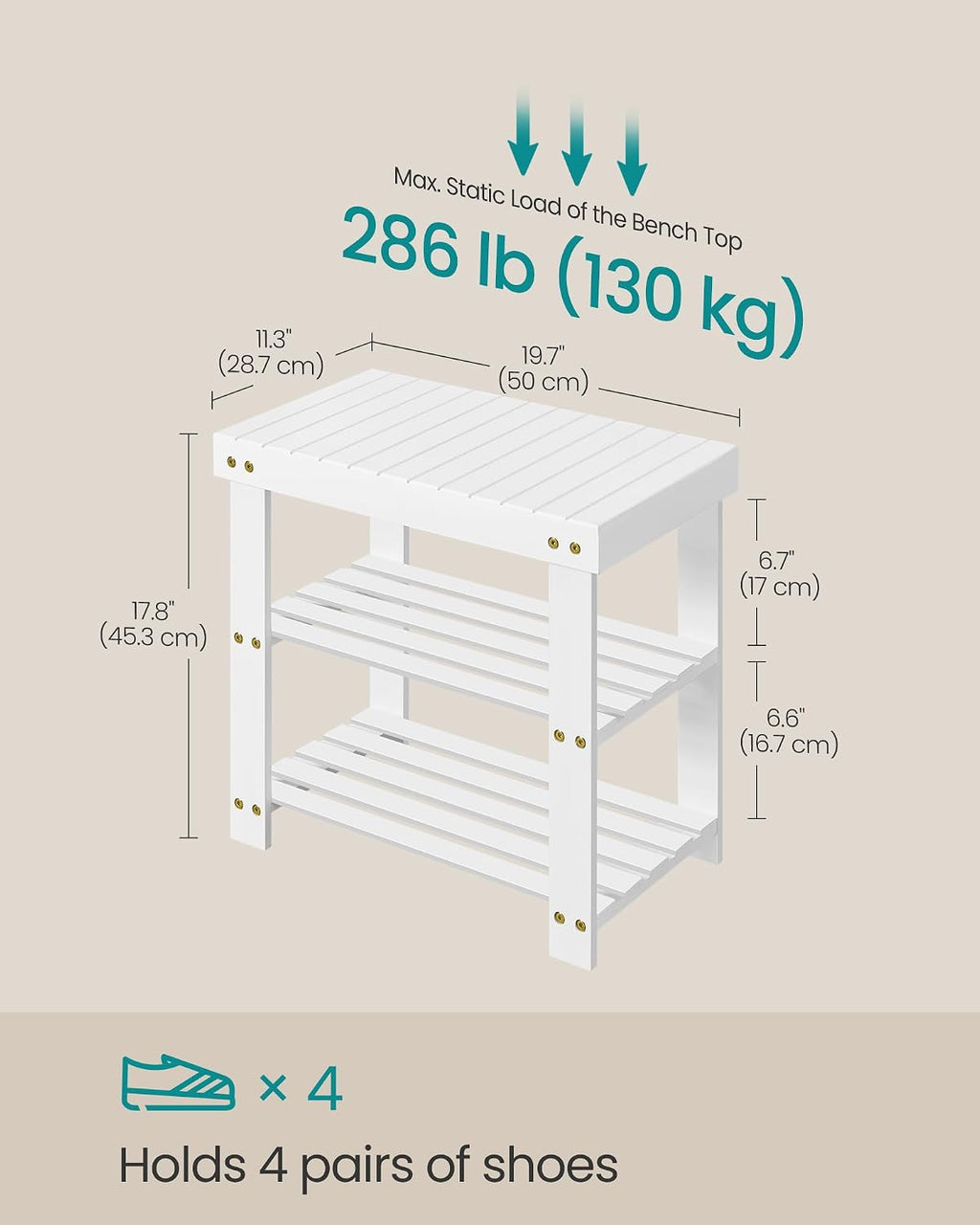 Bamboo 3‑Tier Entryway Shoe Bench