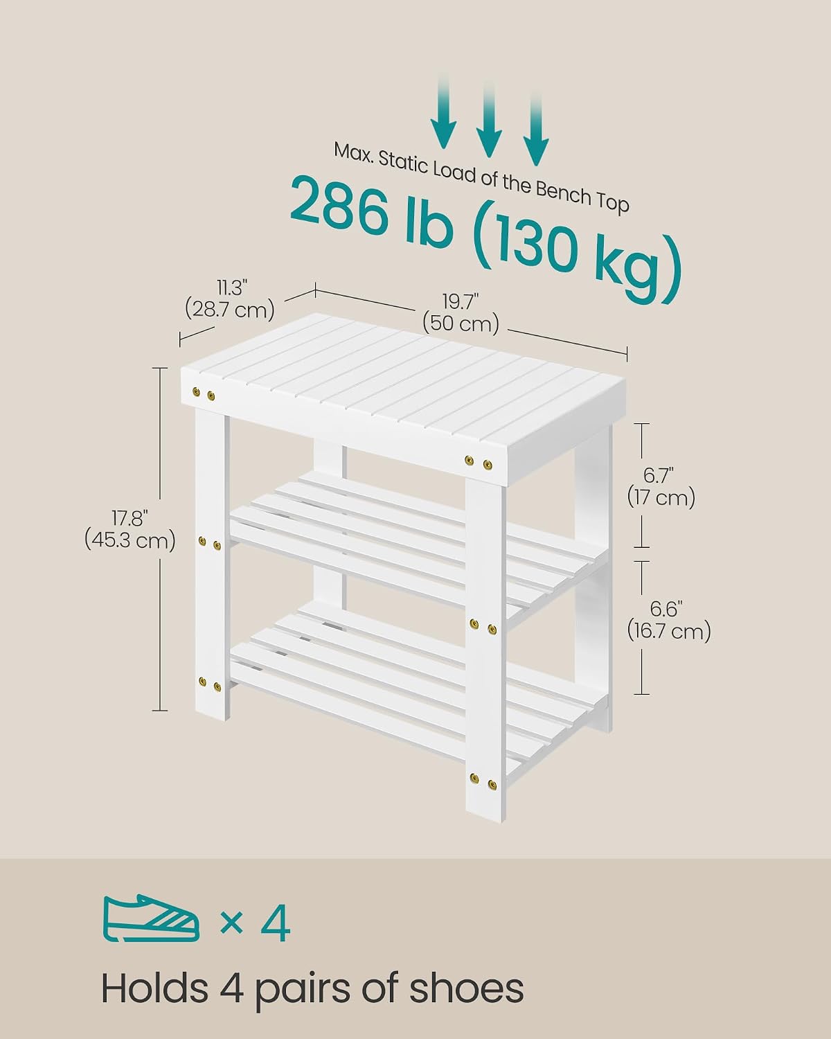 Bamboo 3‑Tier Entryway Shoe Bench