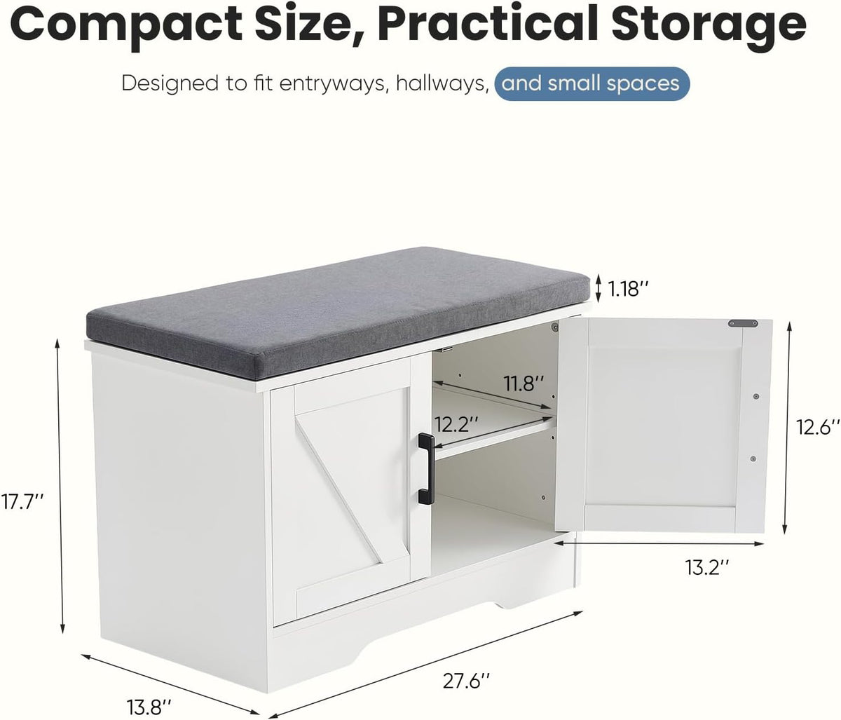 Entryway Shoe Storage Bench With Cabinet