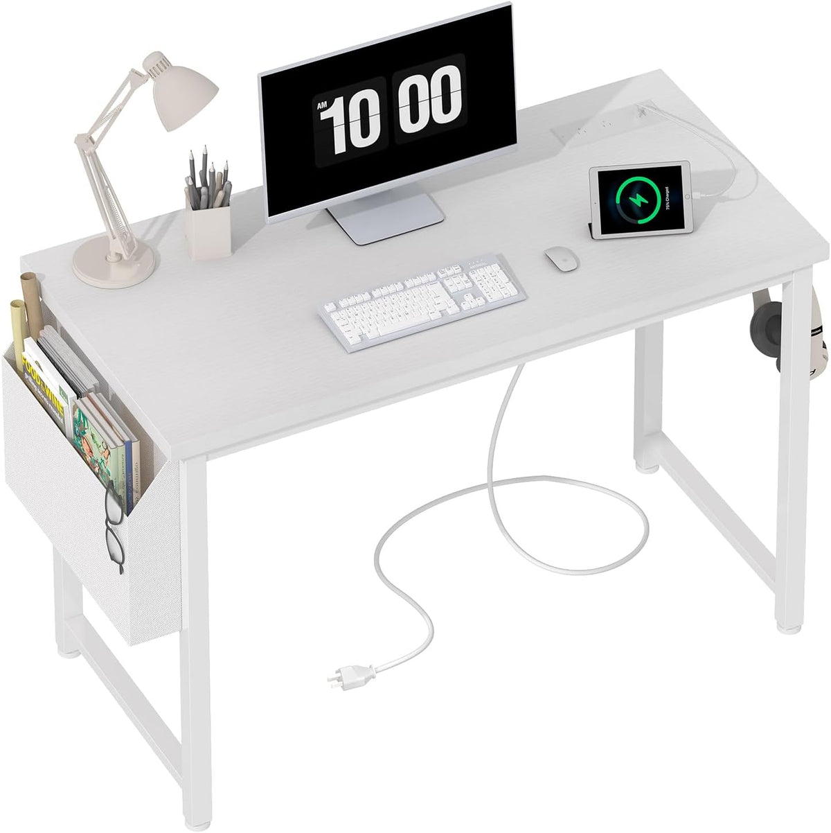 White Charging‑Station Home Office Desk