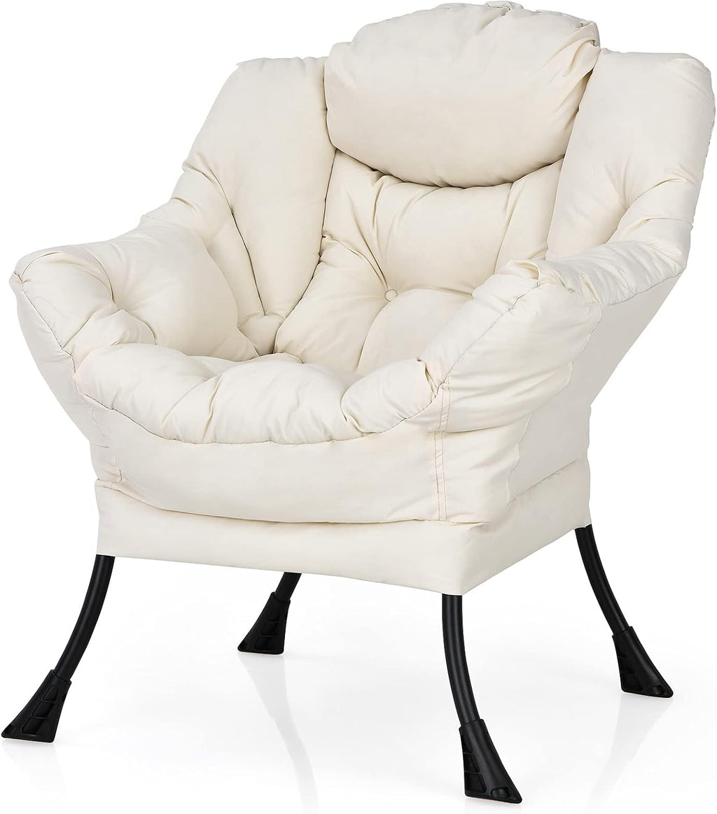 Beige Fabric Modern Lazy Accent Chair