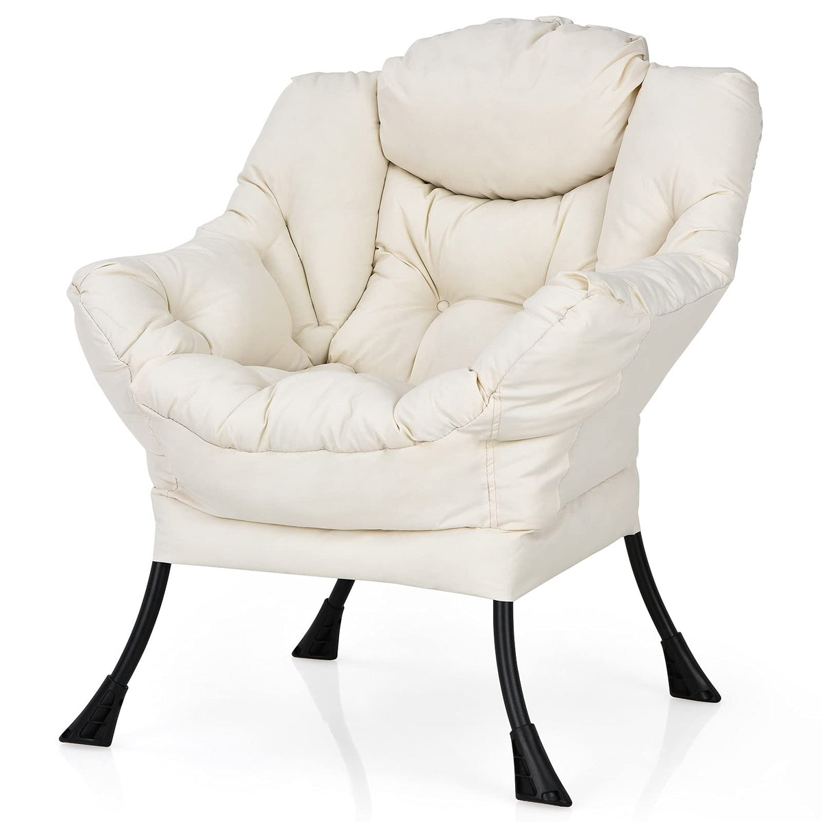 Beige Fabric Modern Lazy Accent Chair