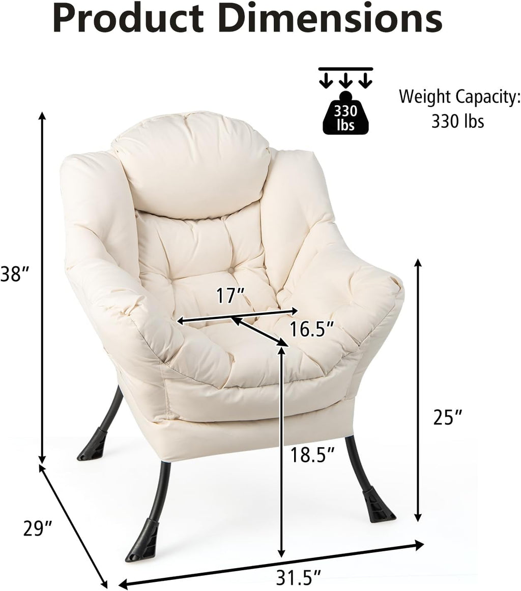 Beige Fabric Modern Lazy Accent Chair