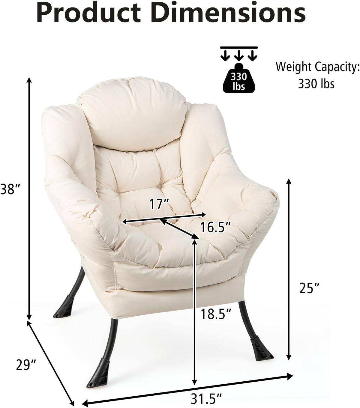 Beige Fabric Modern Lazy Accent Chair