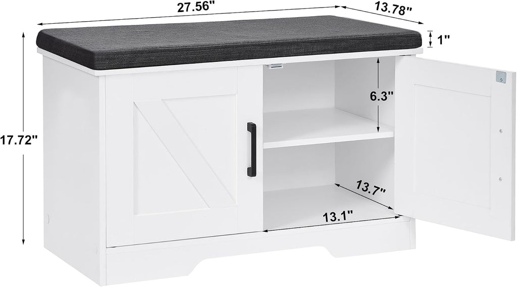 Farmhouse Cushioned Shoe Storage Bench