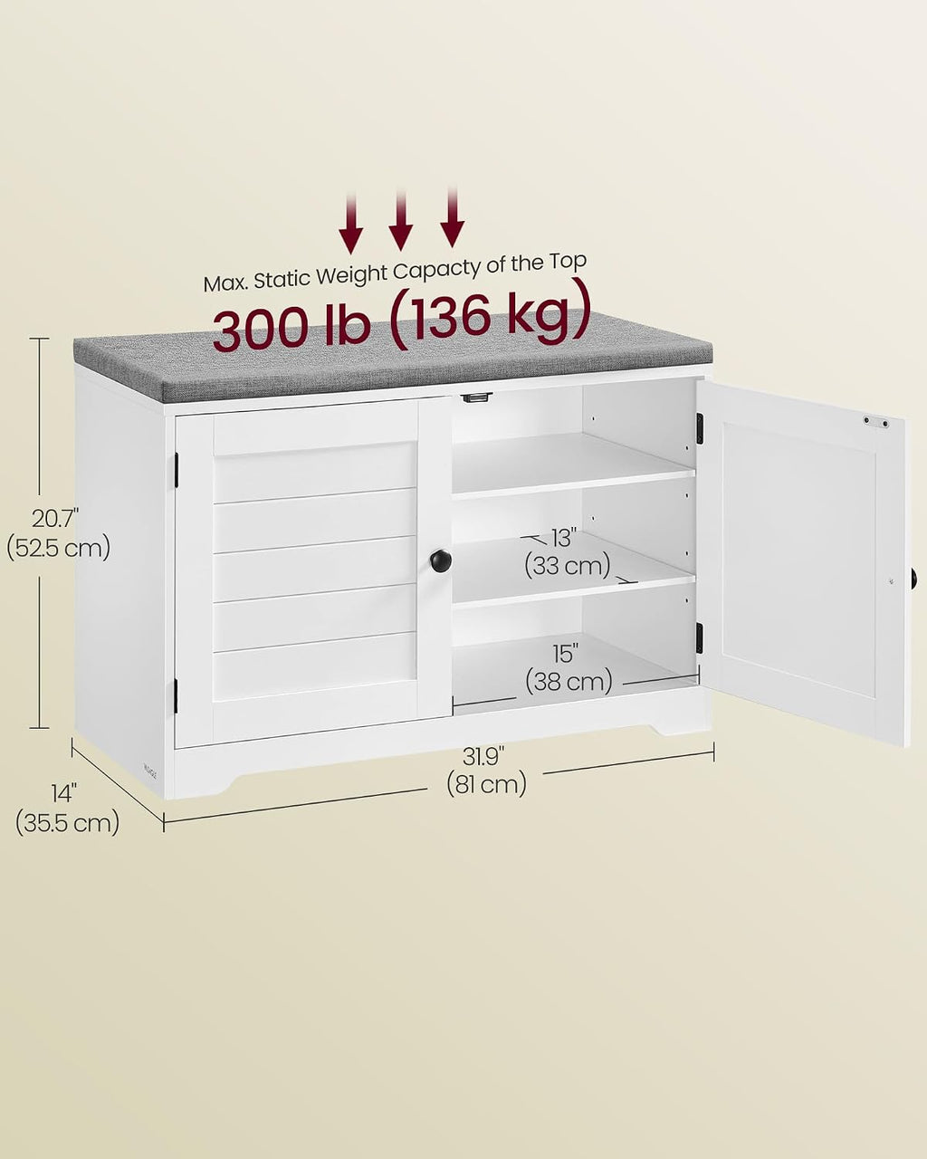 Cushioned 3‑Tier Entryway Shoe Bench