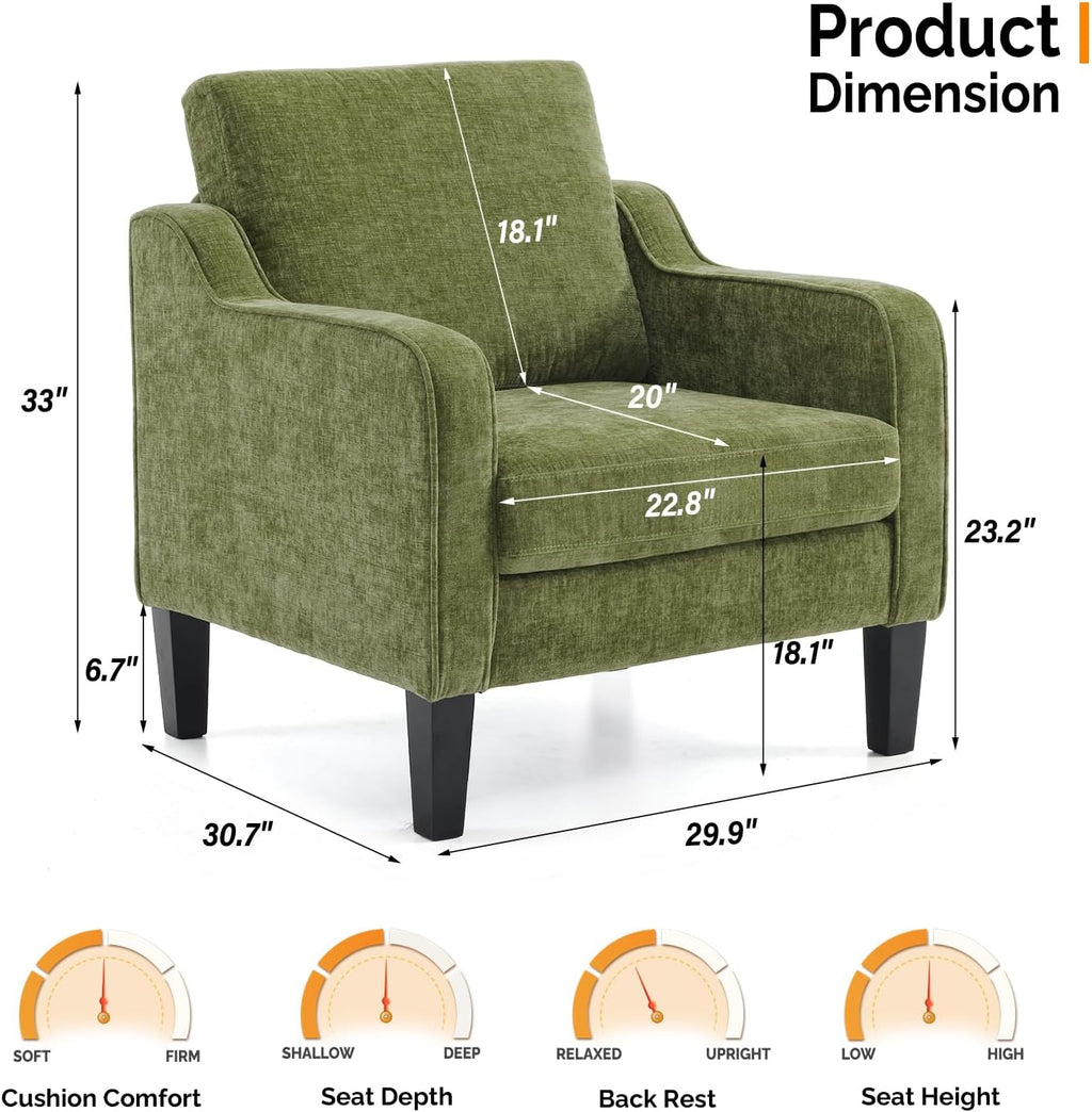Olive‑Green Upholstered Accent Armchair