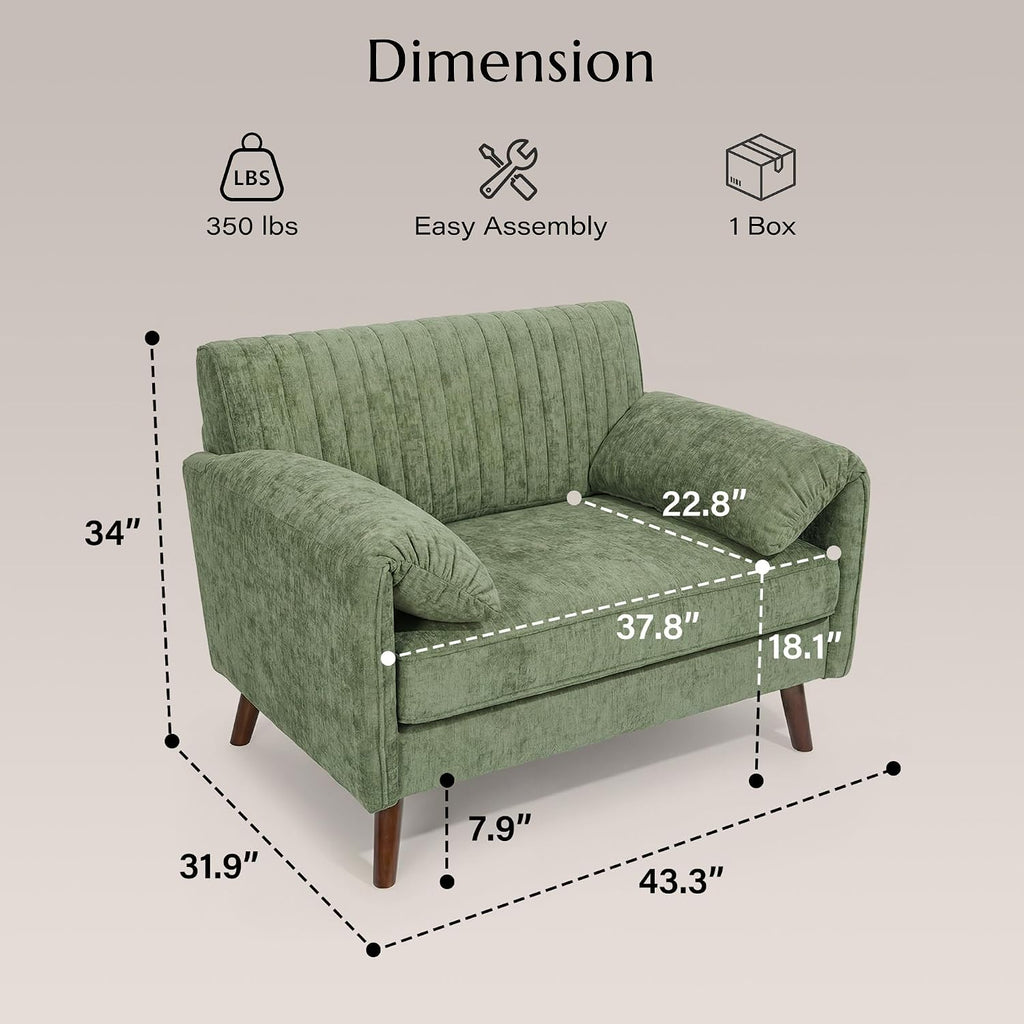 Green Chenille Oversized Accent Chair