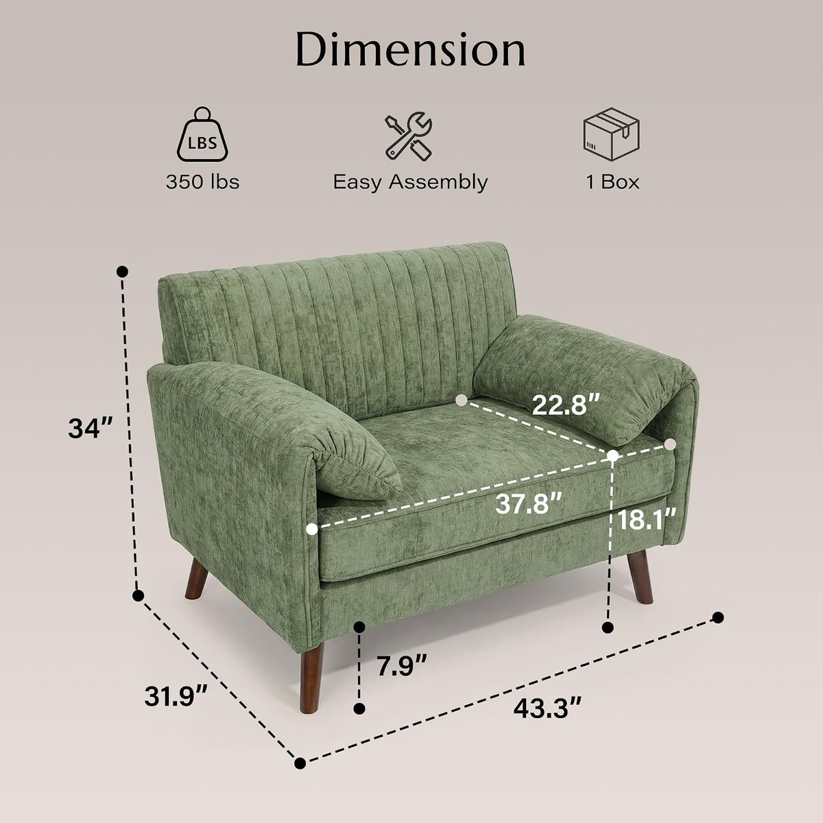 Green Chenille Oversized Accent Chair
