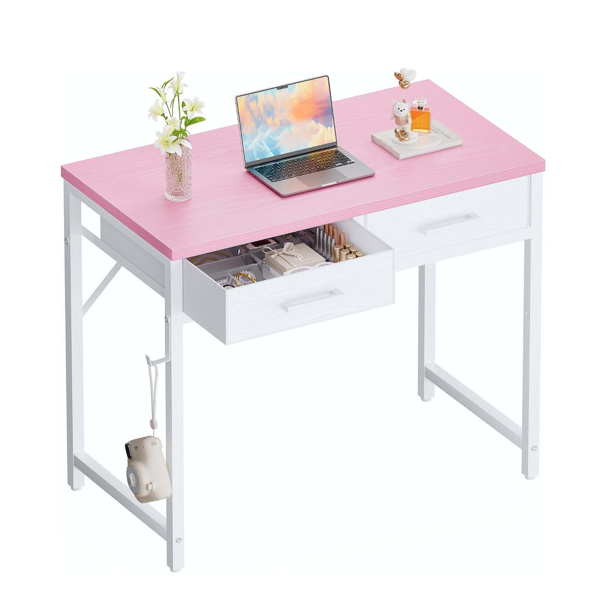 Pink Drawered Home‑Office Computer Desk