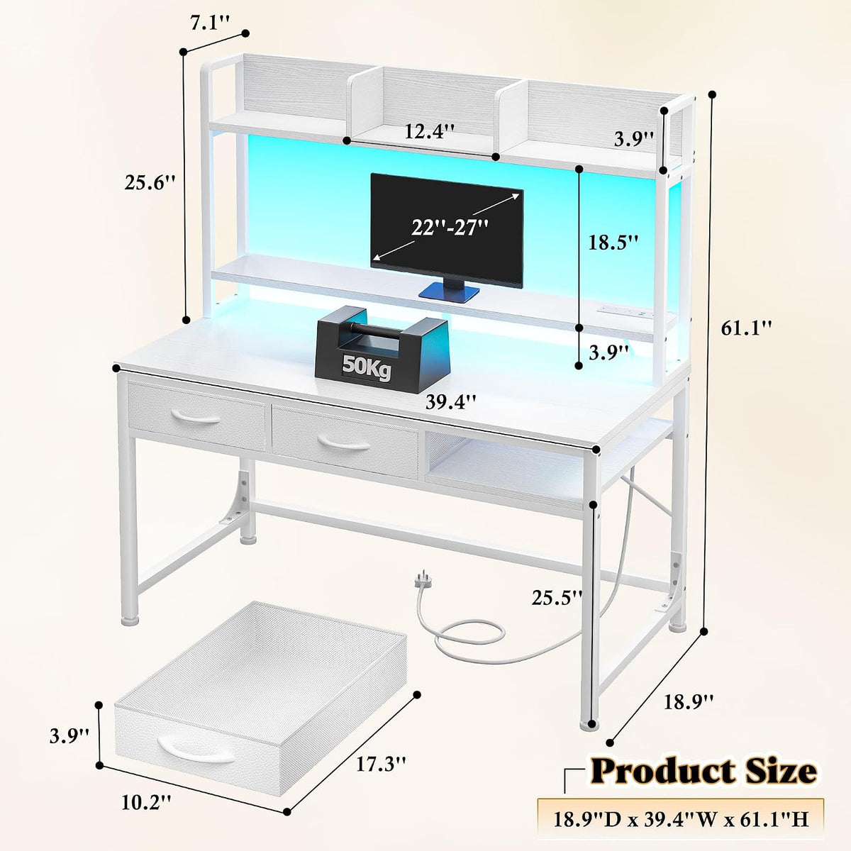 LED Charging‑Station Gaming Computer Desk