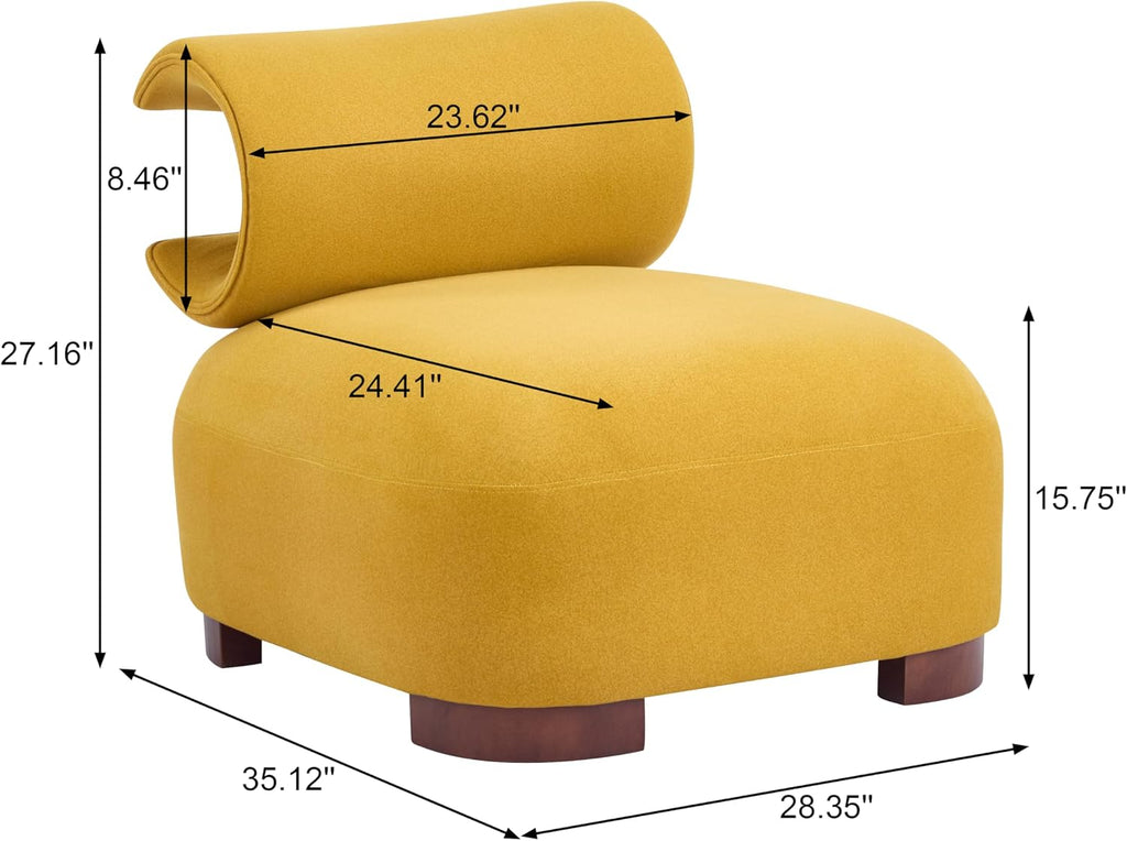 Yellow Fabric Modern Accent Lounge Chair
