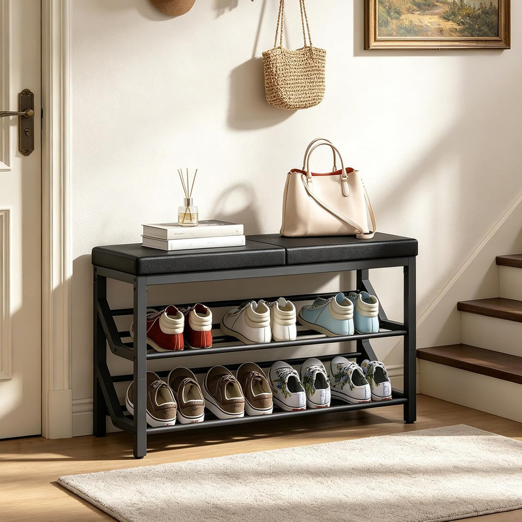 Cushioned Entryway Shoe Storage Bench