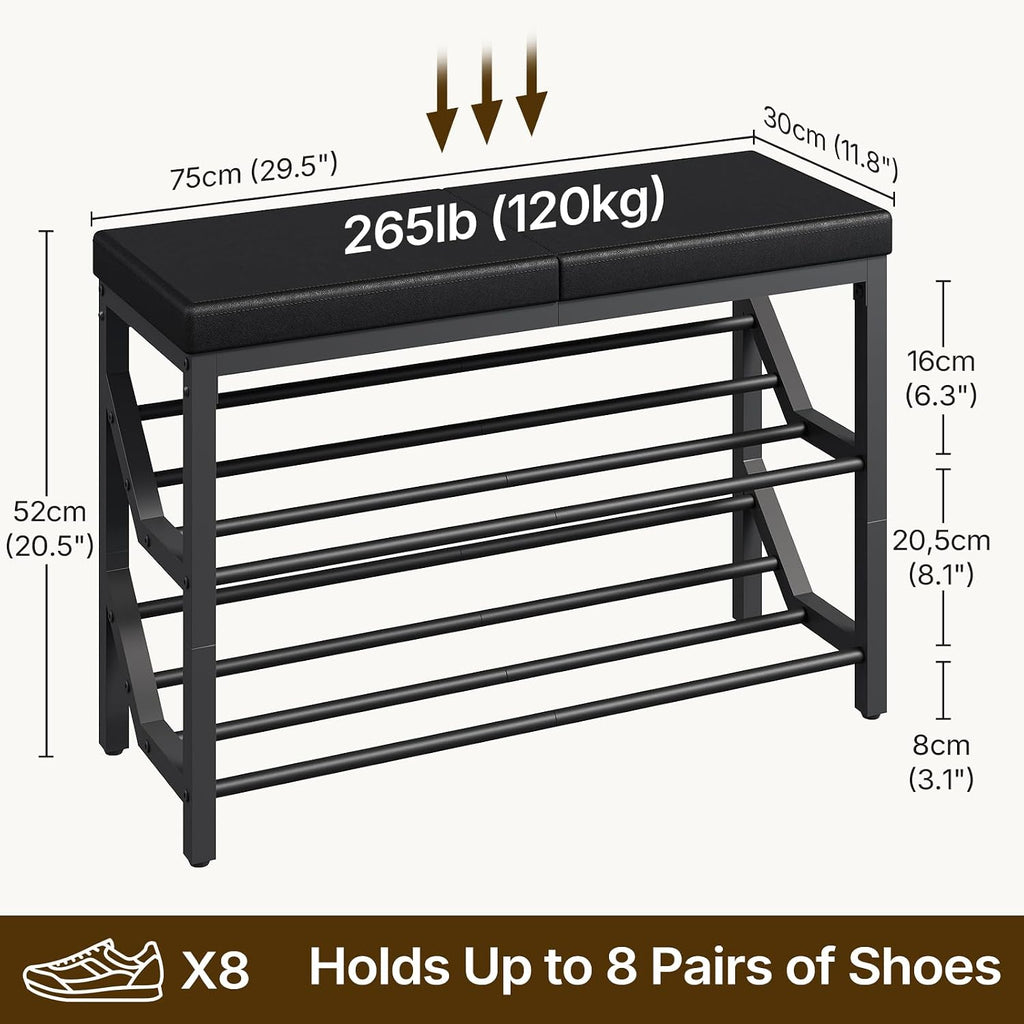 Cushioned Entryway Shoe Storage Bench