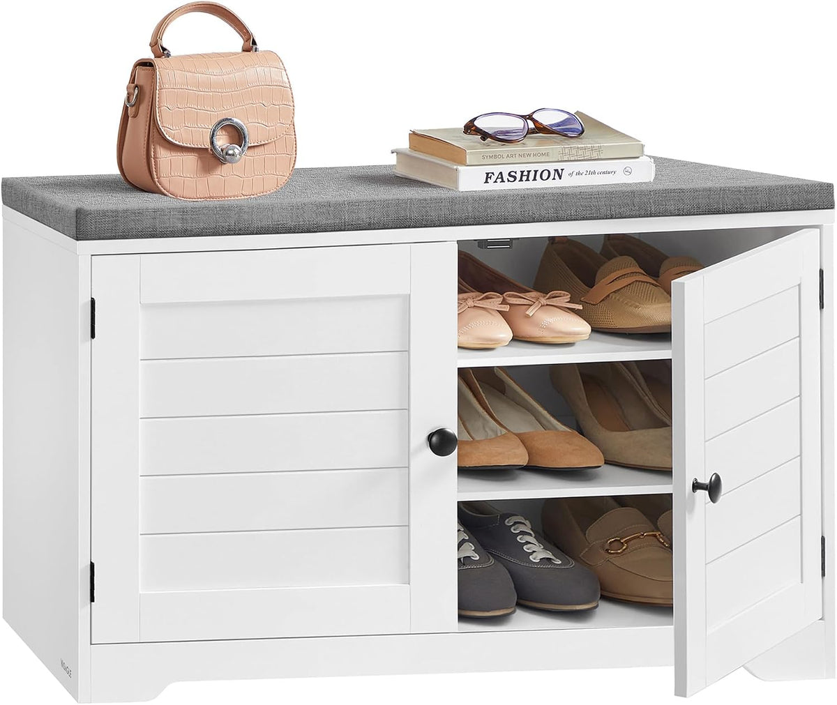 Cushioned 3‑Tier Entryway Shoe Bench