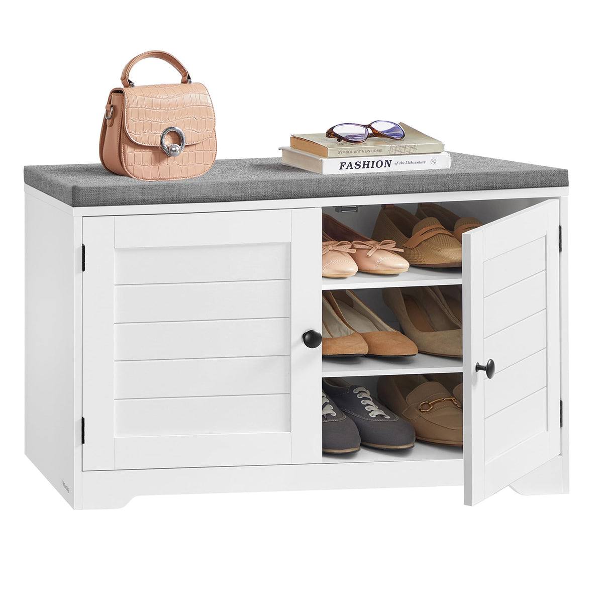 Cushioned 3‑Tier Entryway Shoe Bench