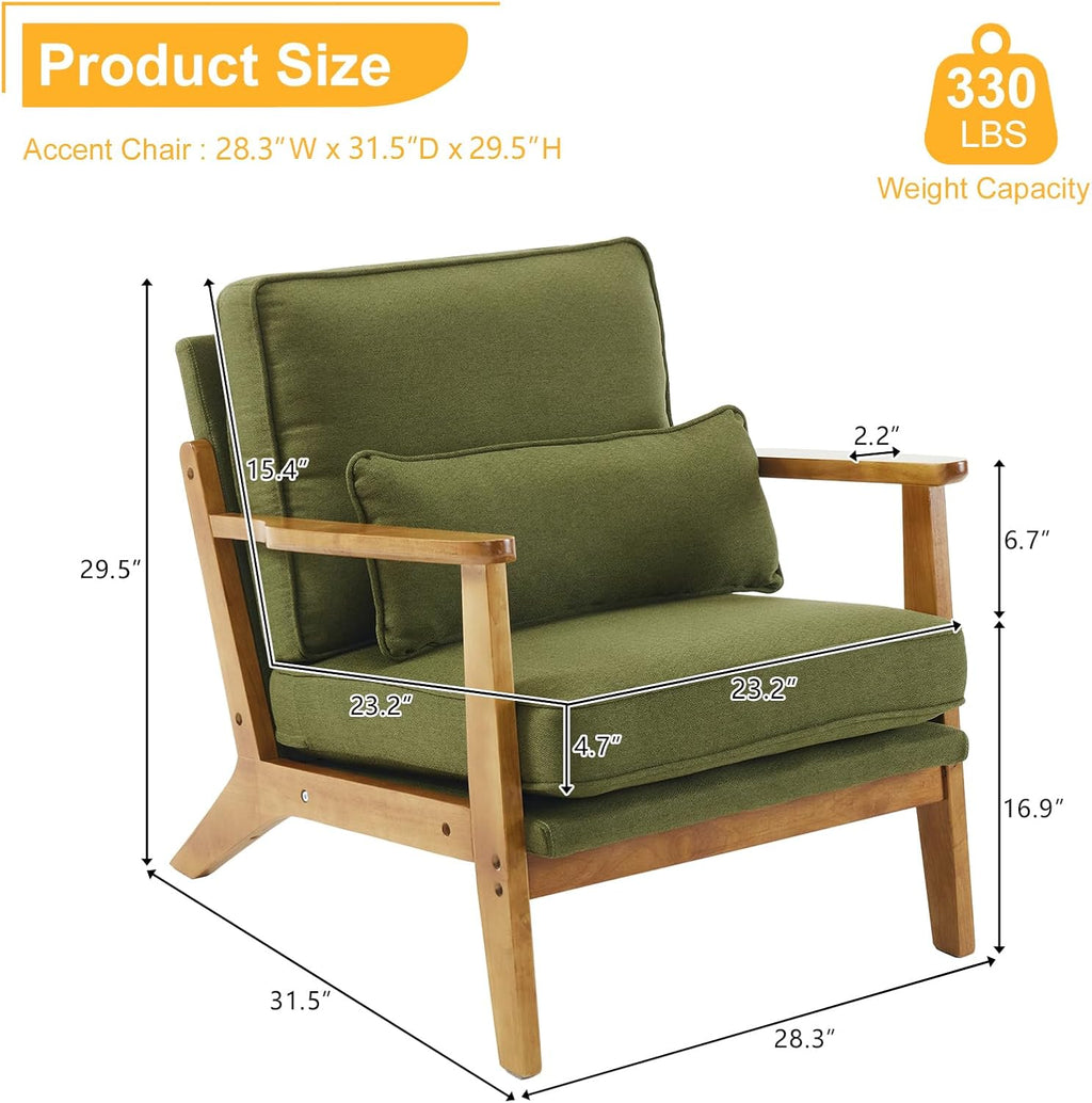 Green Mid‑Century Accent Lounge Chair