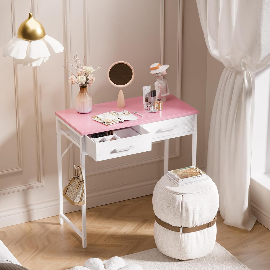 Pink Drawered Home‑Office Computer Desk