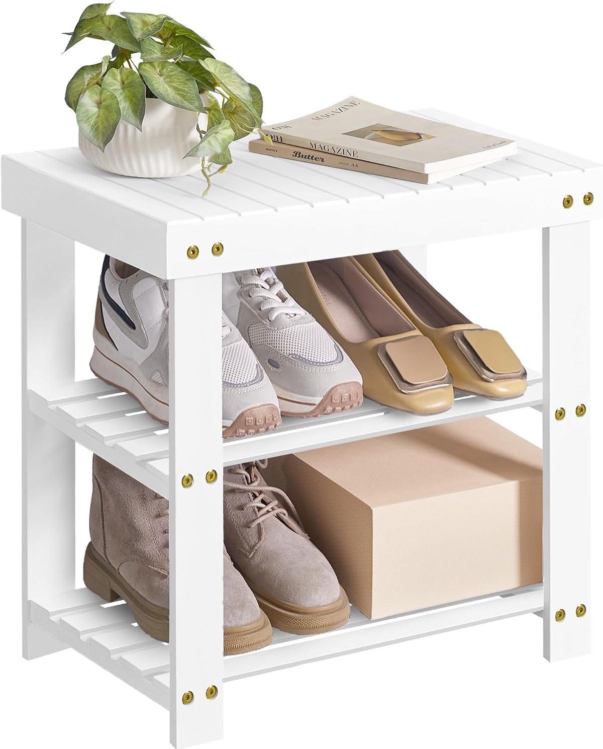 Bamboo 3‑Tier Entryway Shoe Bench