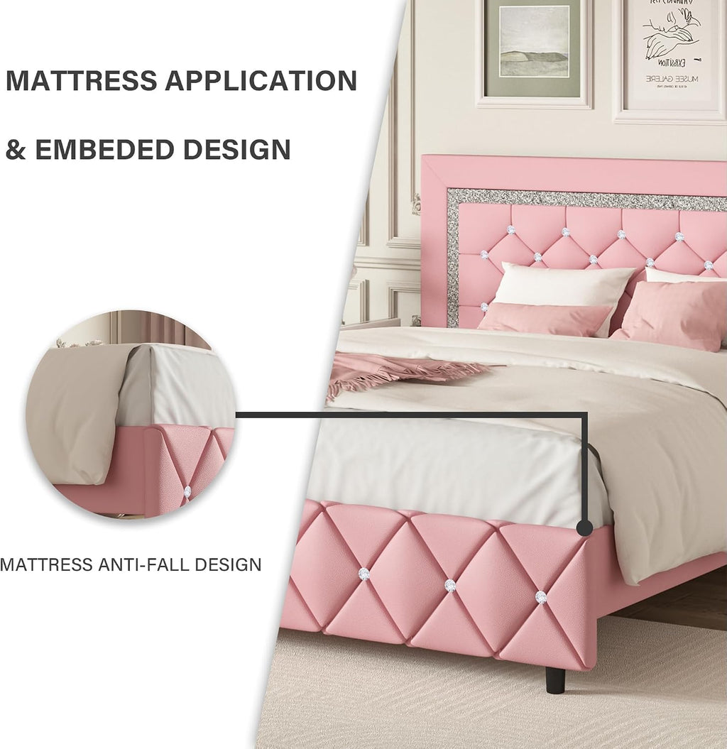 Kids Princess Twin Bed Frame With Headboard