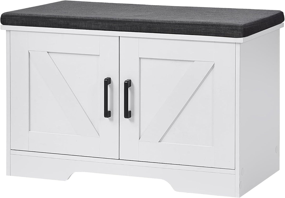 Farmhouse Cushioned Shoe Storage Bench