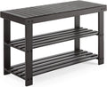 Brown Bamboo Entryway Shoe Storage Bench