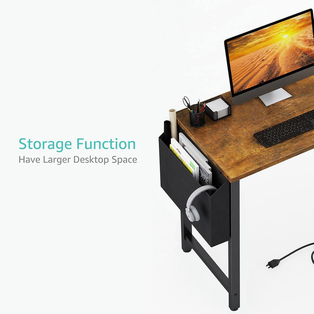 Rustic‑Brown Charging‑Station Computer Desk