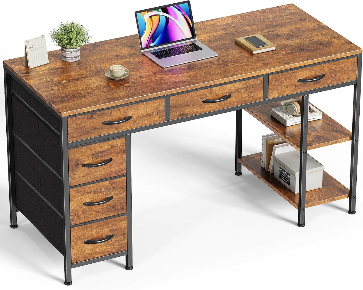 Rustic‑Brown Storage Home‑Office Computer Desk