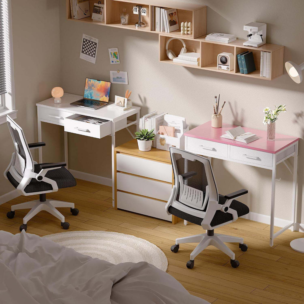 Pink Drawered Home‑Office Computer Desk