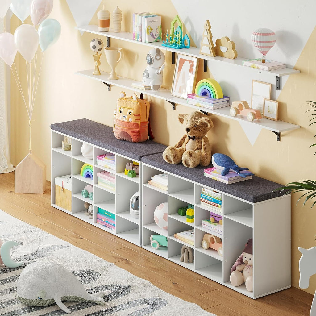Cushioned Cubby Entryway Shoe Storage Bench