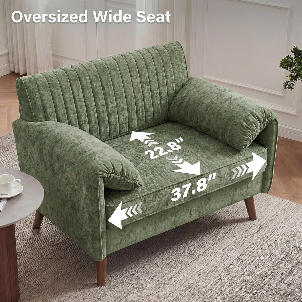 Green Chenille Oversized Accent Chair