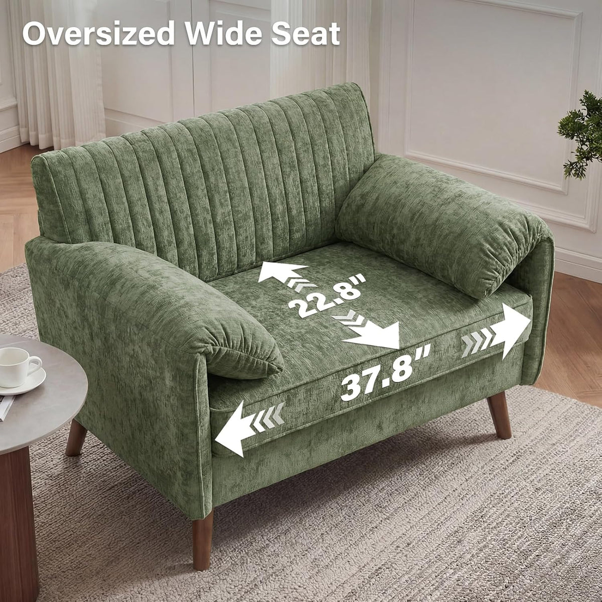 Green Chenille Oversized Accent Chair