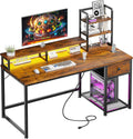 Brown Hutch‑Shelves Home Computer Desk