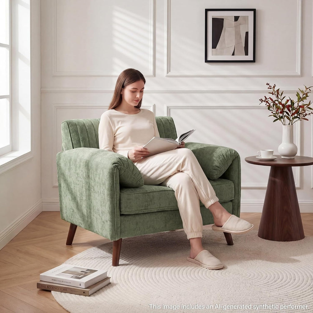 Green Chenille Oversized Accent Chair