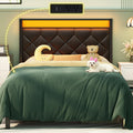 Black LED Leather Upholstered Twin Bed Frame