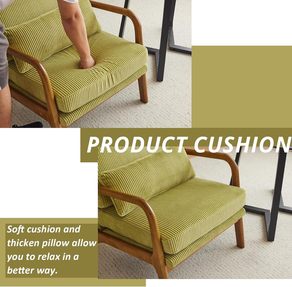 Mid‑Century Green High‑Back Accent Chair