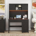 Black Hutch Farmhouse Home‑Office Desk