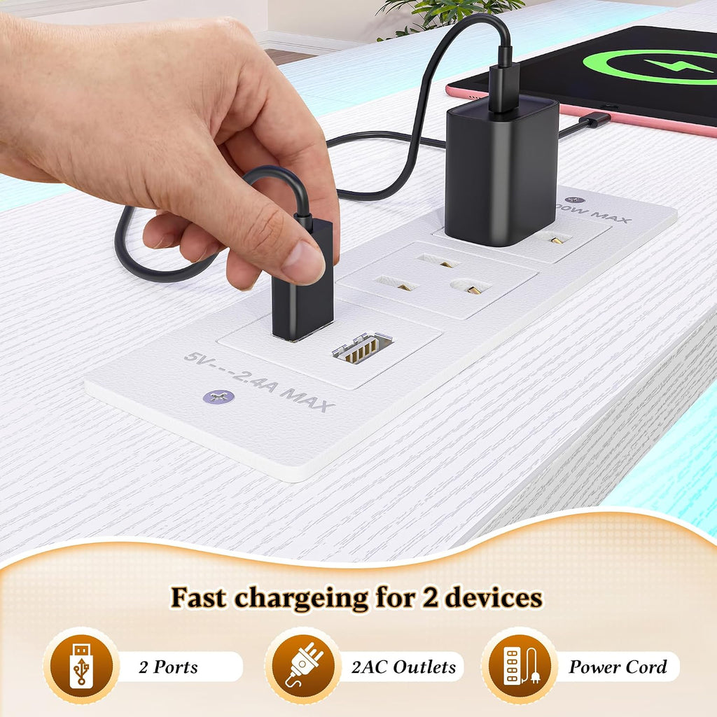 LED Charging‑Station Gaming Computer Desk