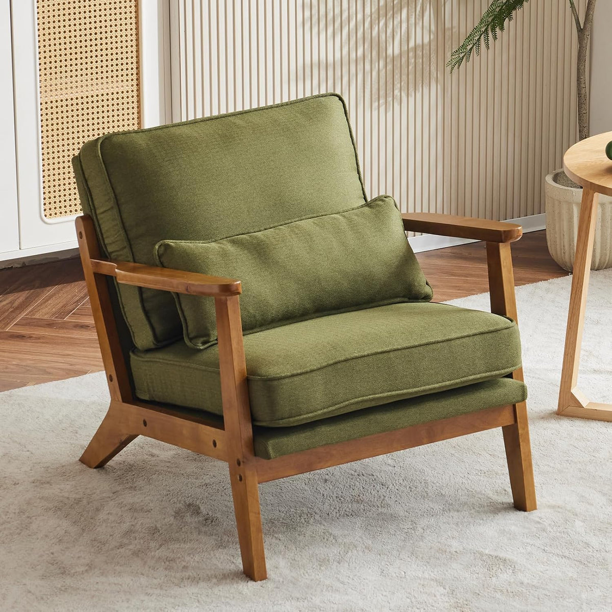 Green Mid‑Century Accent Lounge Chair