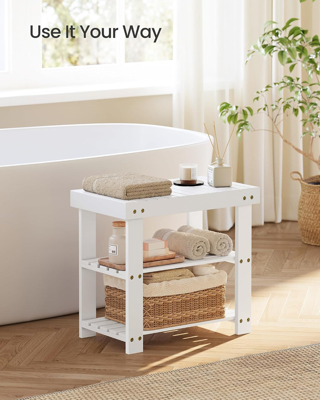 Bamboo 3‑Tier Entryway Shoe Bench