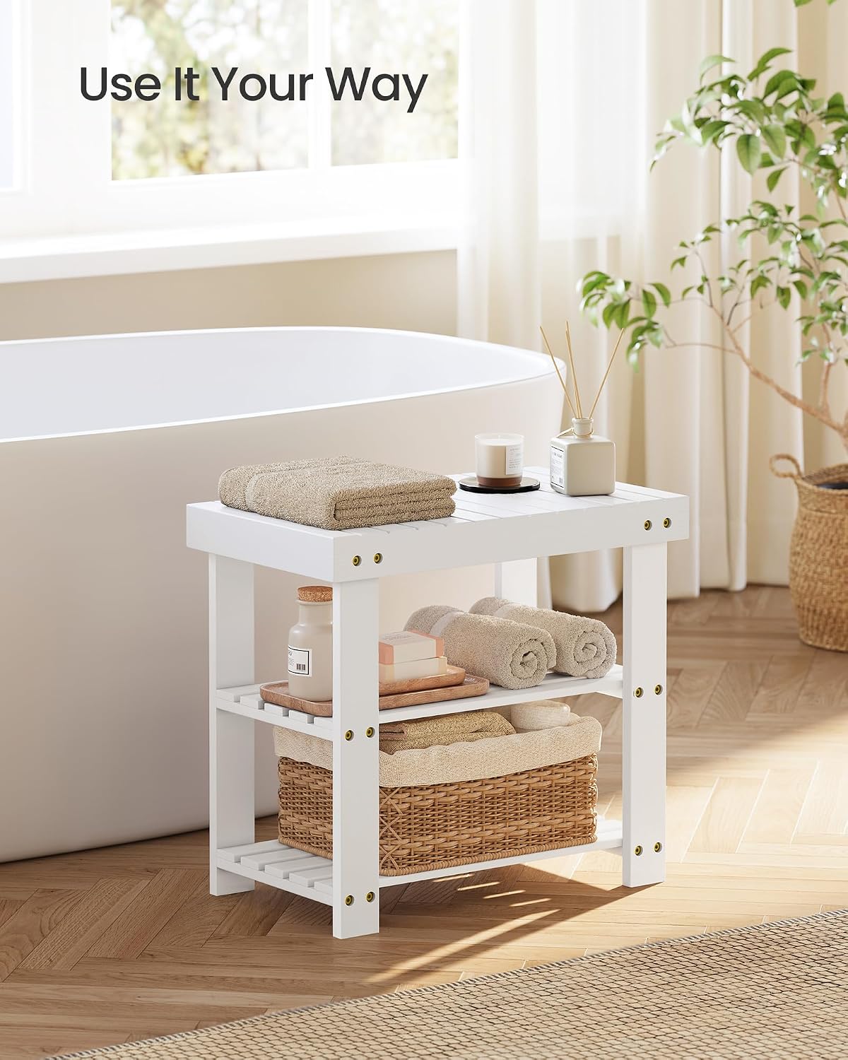 Bamboo 3‑Tier Entryway Shoe Bench