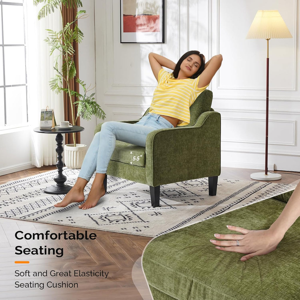 Olive‑Green Upholstered Accent Armchair