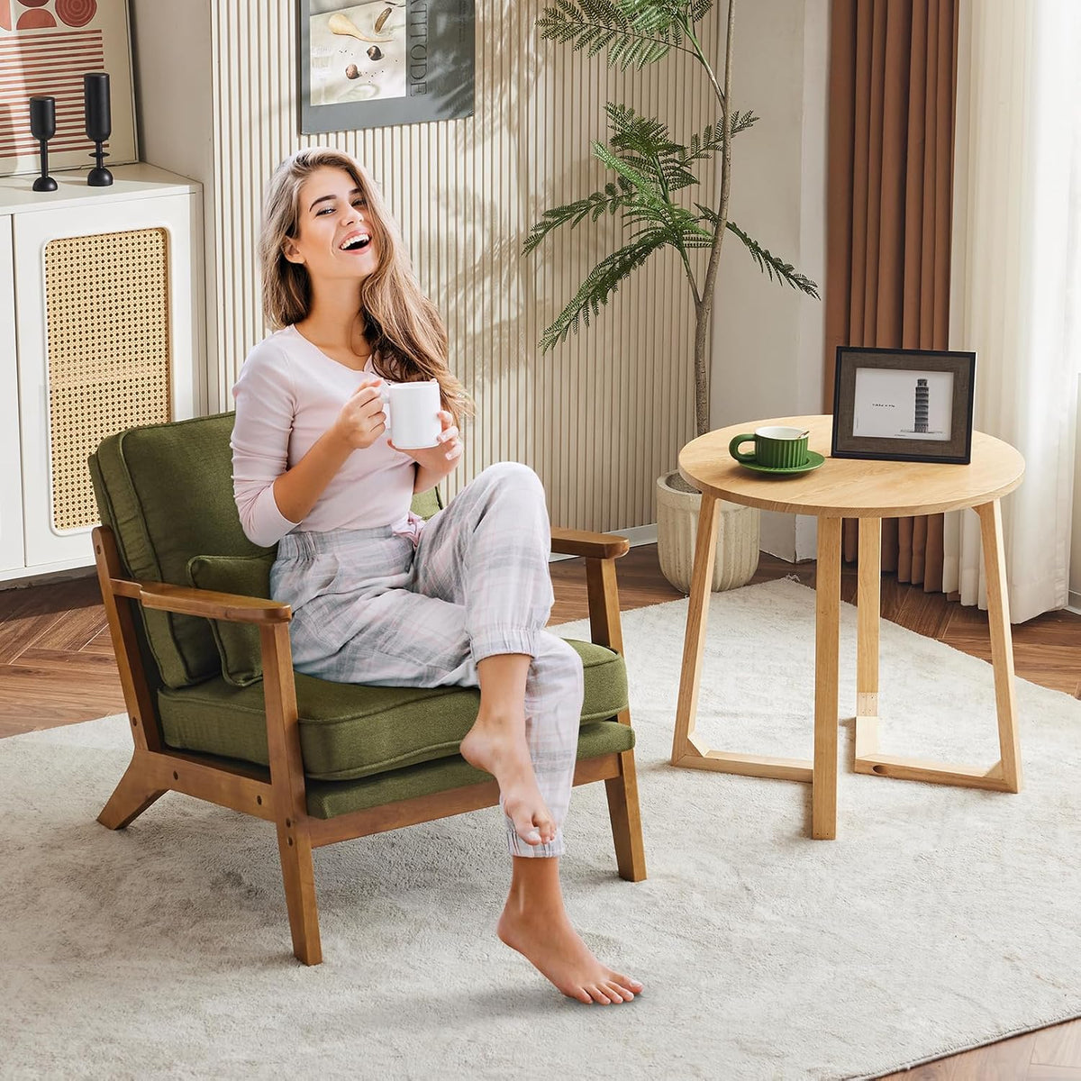 Green Mid‑Century Accent Lounge Chair