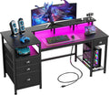 Black LED Storage Home‑Office Gaming Desk
