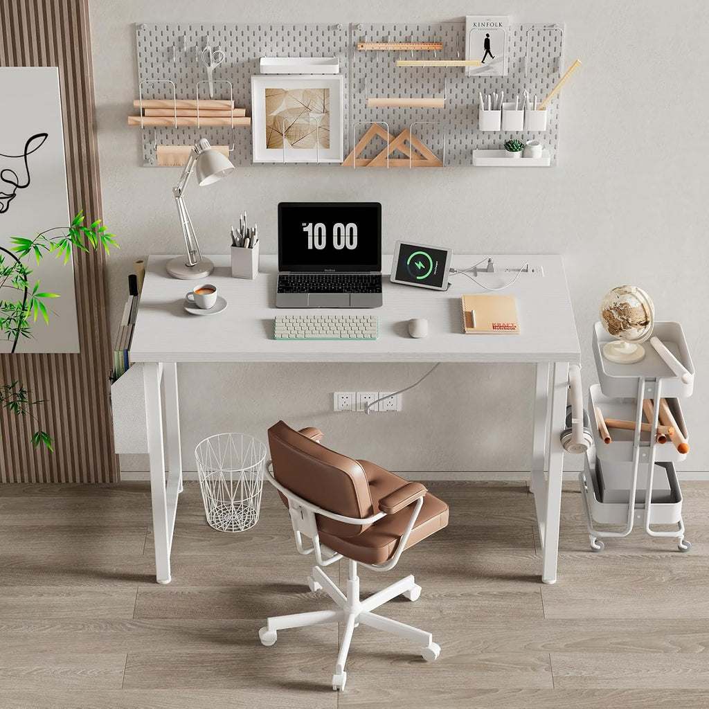 White Charging‑Station Home Office Desk